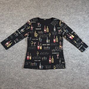 Jess & Jane Women’s Small Wine Rhinestone 3/4 Sleeve Top Made In USA